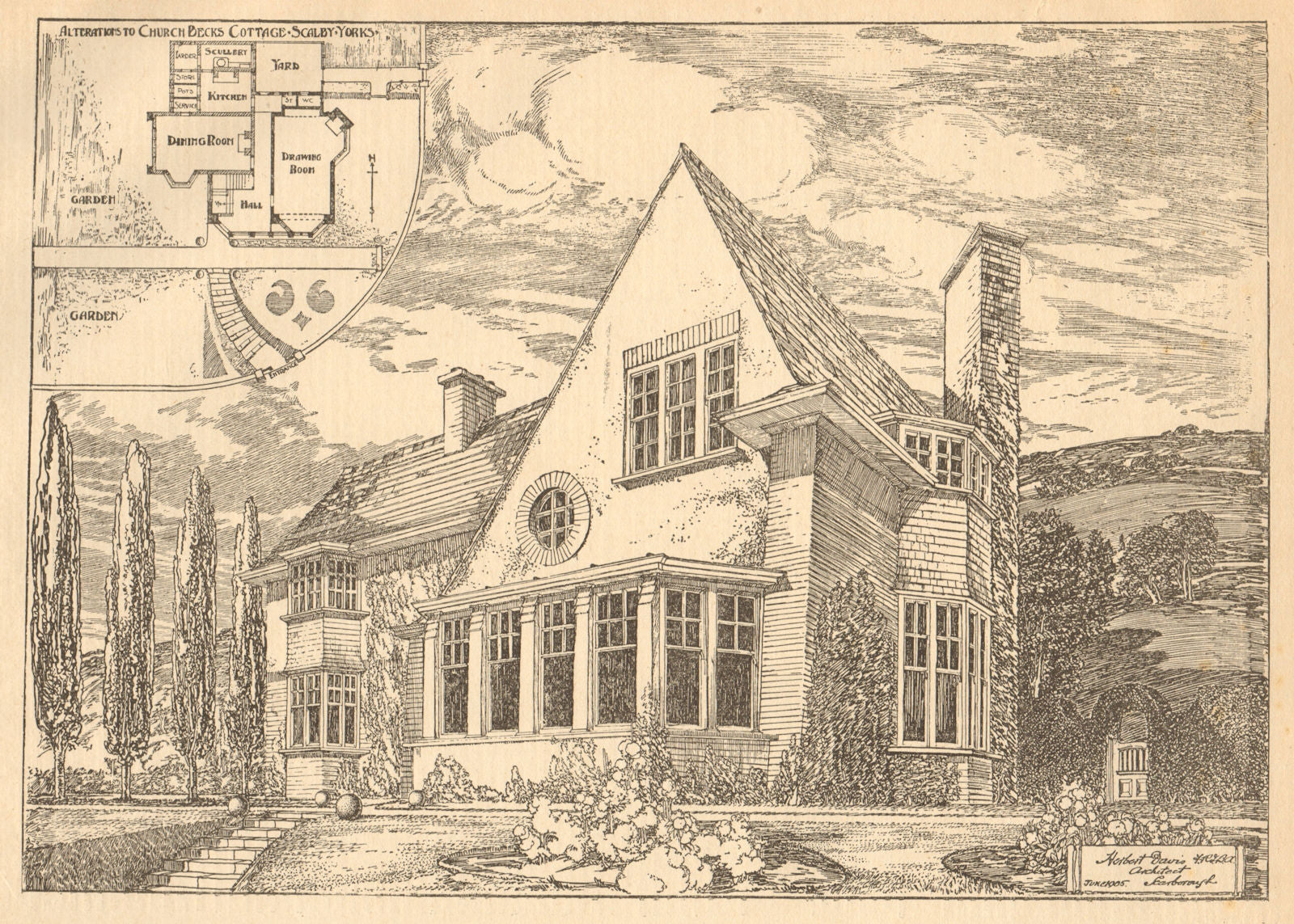 Church Becks cottage alterations, Scalby, Yorkshire, Herbert Davis, Archt 1905